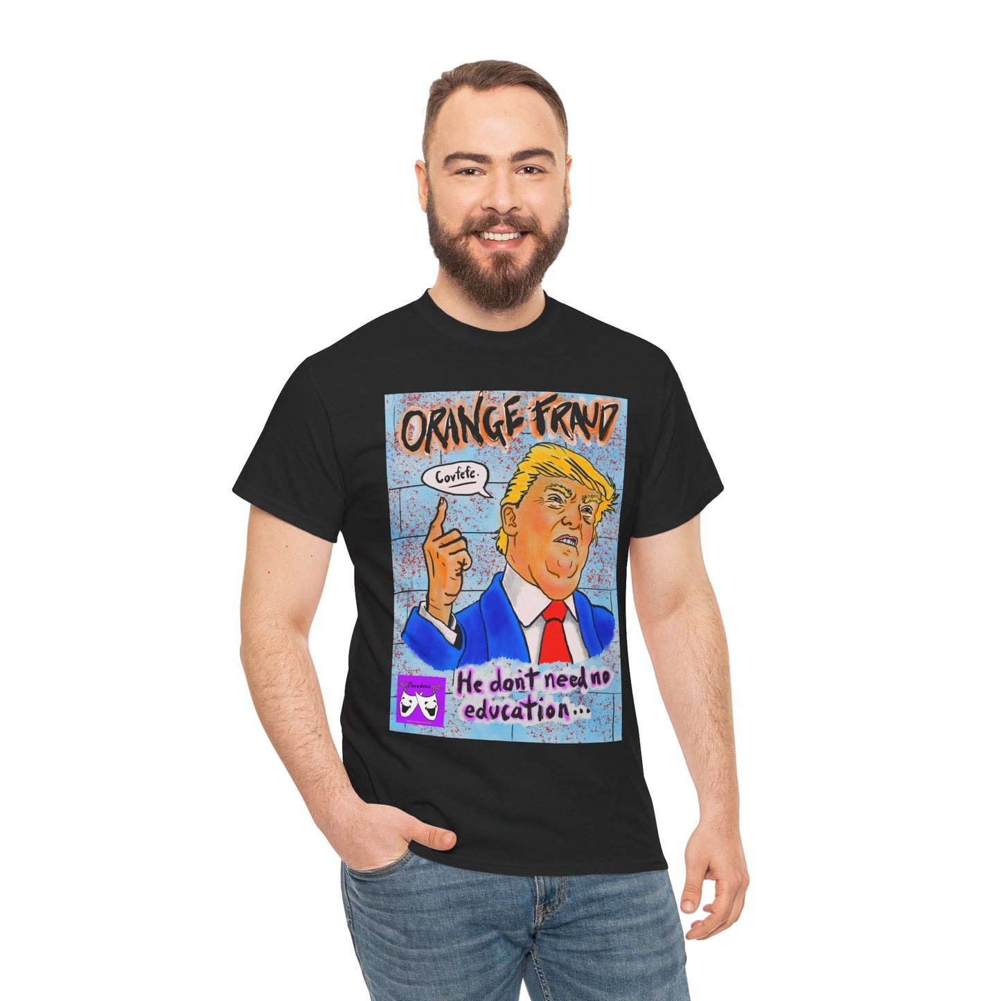 Unisex Heavy Cotton Tee - Orange Fraud, Covfefe