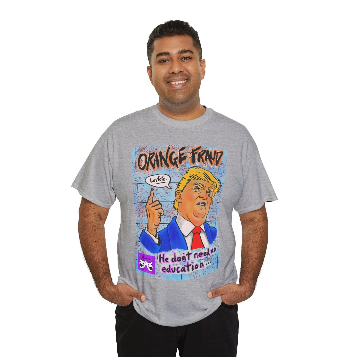 Unisex Heavy Cotton Tee - Orange Fraud, Covfefe