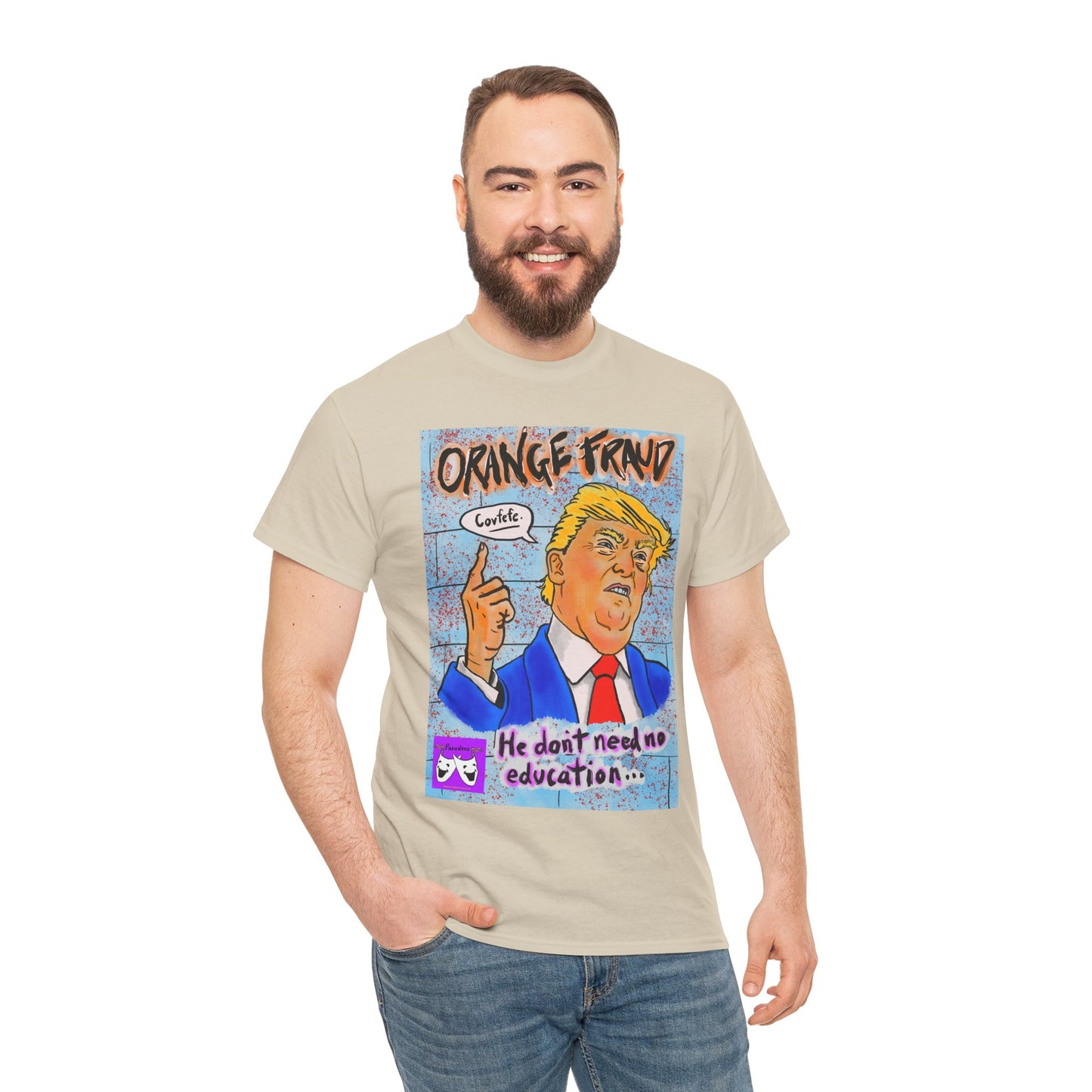 Unisex Heavy Cotton Tee - Orange Fraud, Covfefe