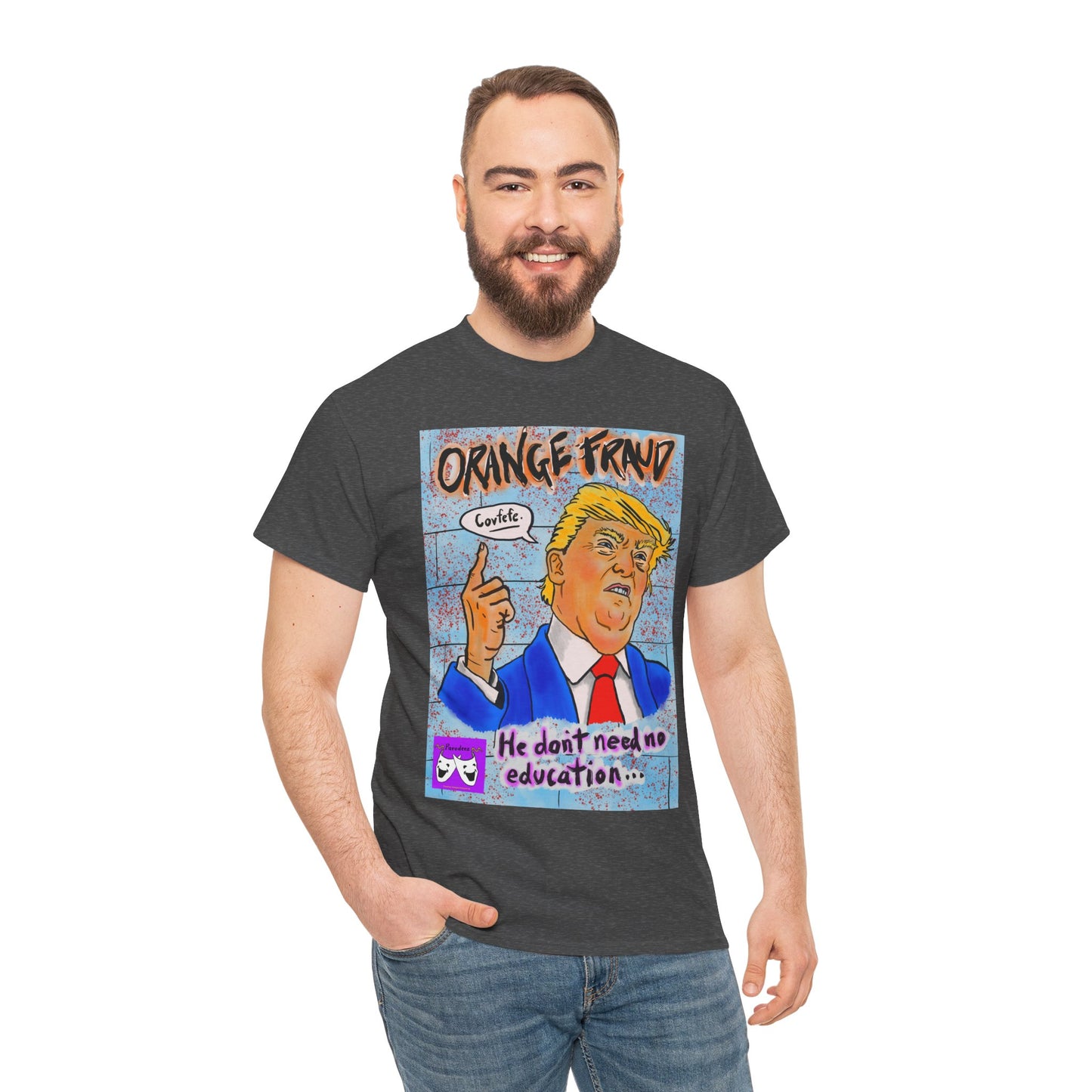 Unisex Heavy Cotton Tee - Orange Fraud, Covfefe