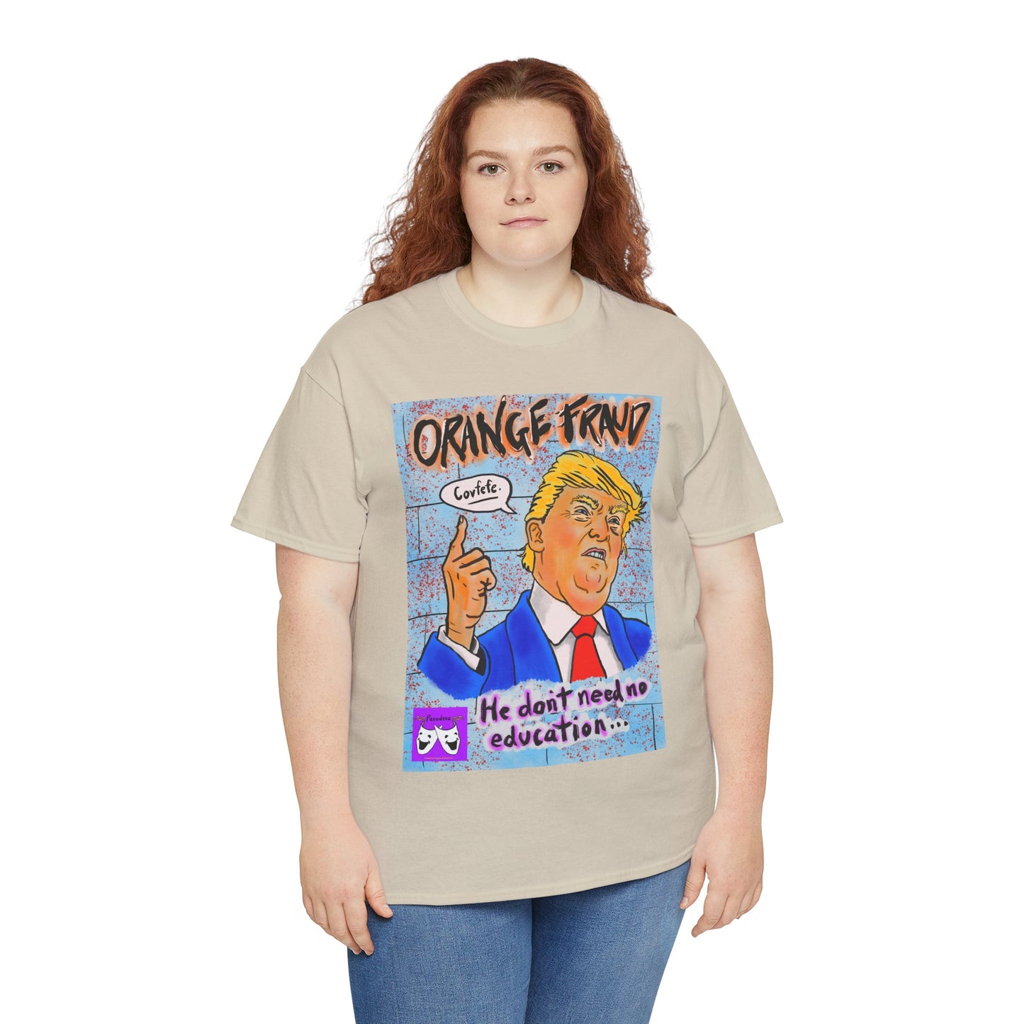 Unisex Heavy Cotton Tee - Orange Fraud, Covfefe