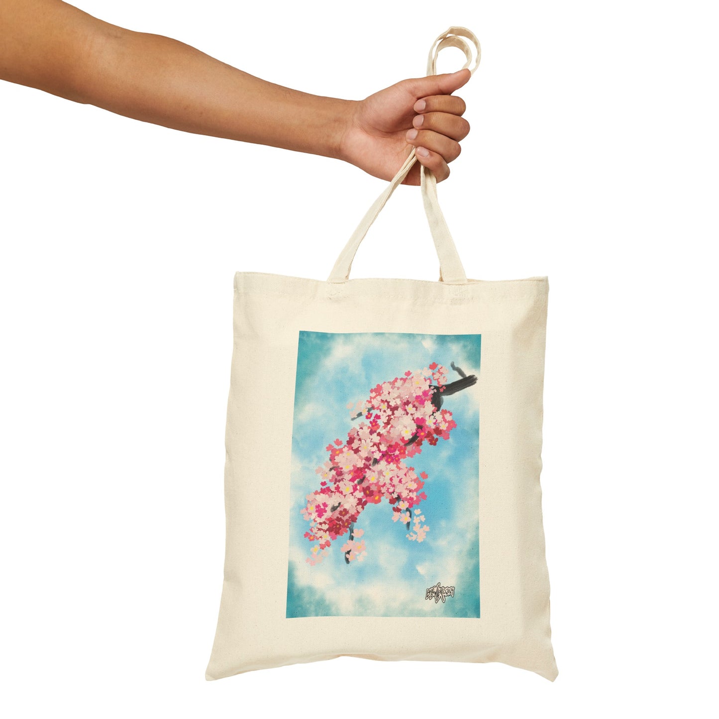 Cotton Canvas Tote Bag - Cherry Blossom