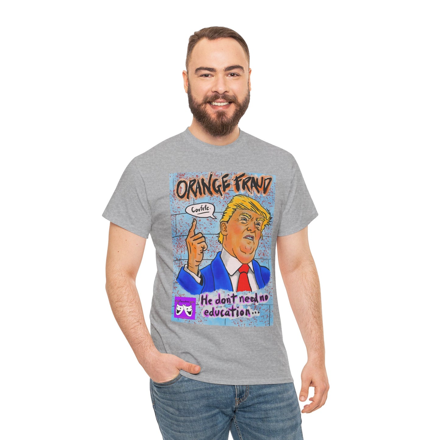 Unisex Heavy Cotton Tee - Orange Fraud, Covfefe