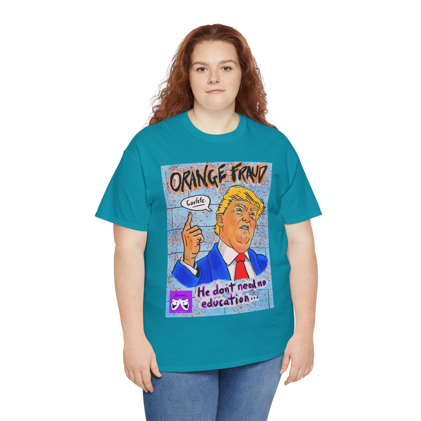 Unisex Heavy Cotton Tee - Orange Fraud, Covfefe