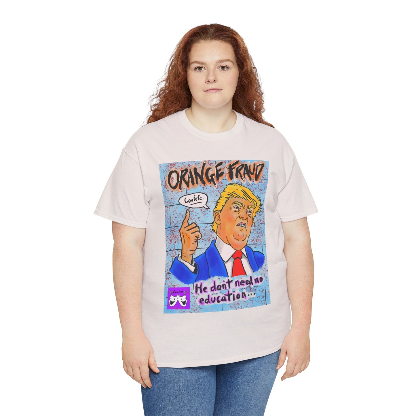 Unisex Heavy Cotton Tee - Orange Fraud, Covfefe