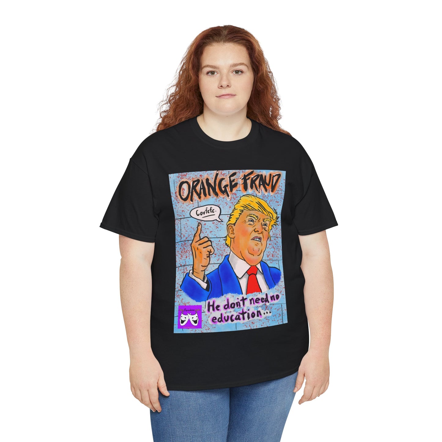 Unisex Heavy Cotton Tee - Orange Fraud, Covfefe