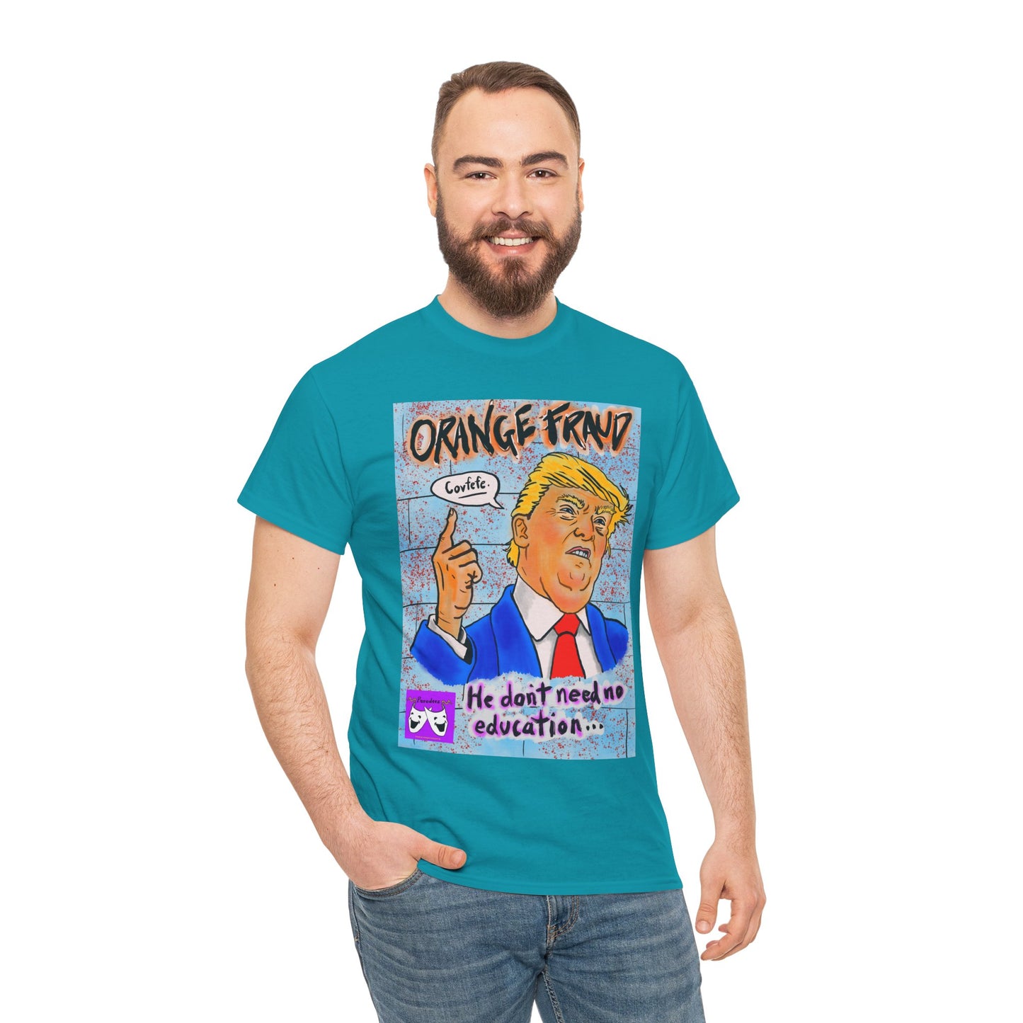 Unisex Heavy Cotton Tee - Orange Fraud, Covfefe