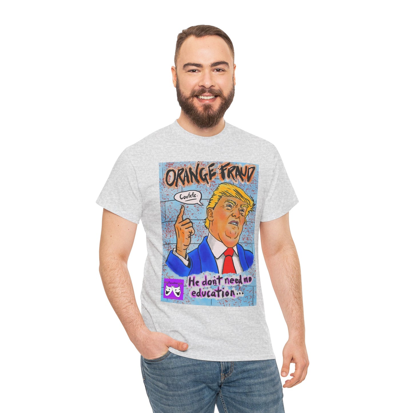 Unisex Heavy Cotton Tee - Orange Fraud, Covfefe