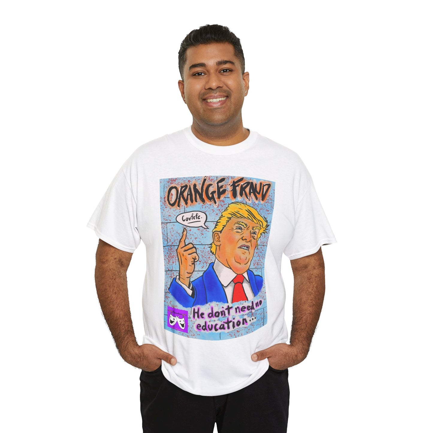 Unisex Heavy Cotton Tee - Orange Fraud, Covfefe