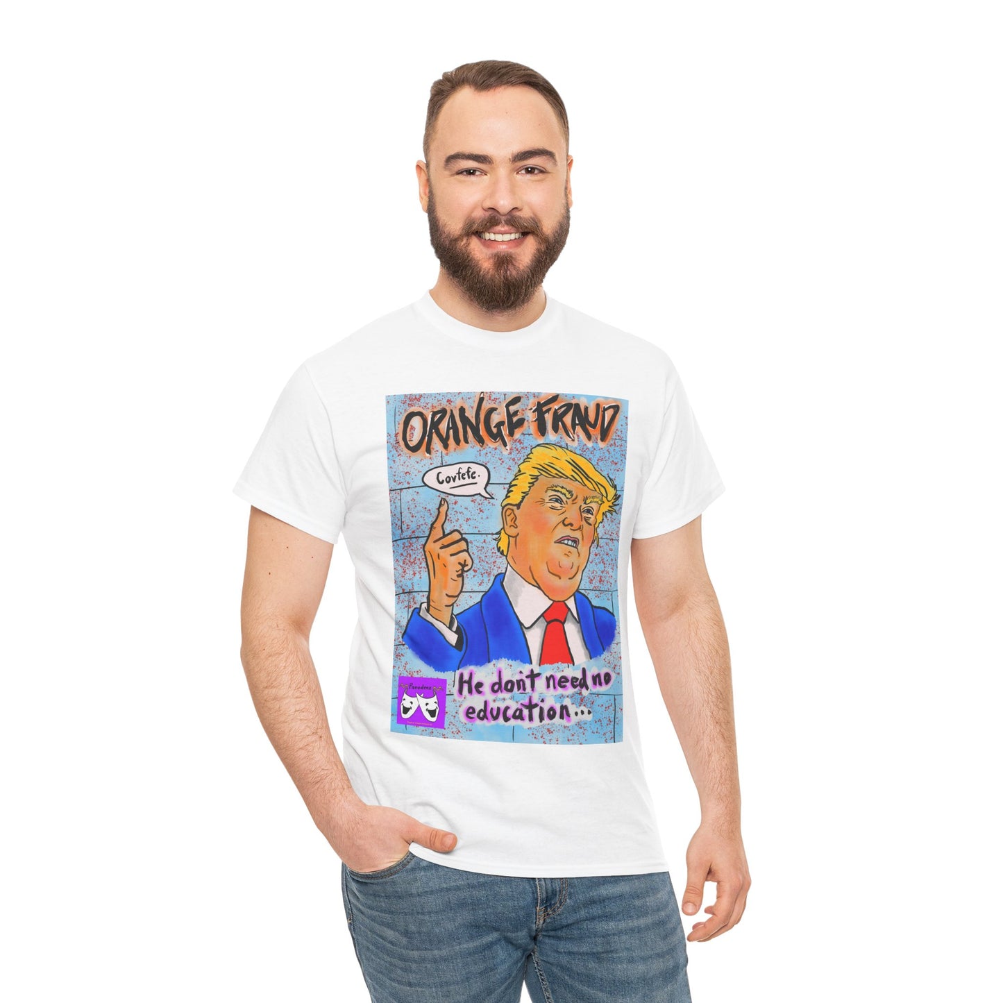 Unisex Heavy Cotton Tee - Orange Fraud, Covfefe