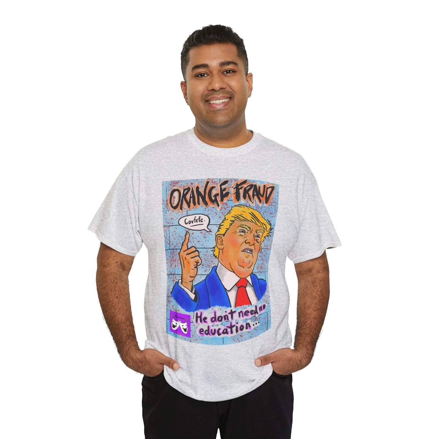 Unisex Heavy Cotton Tee - Orange Fraud, Covfefe