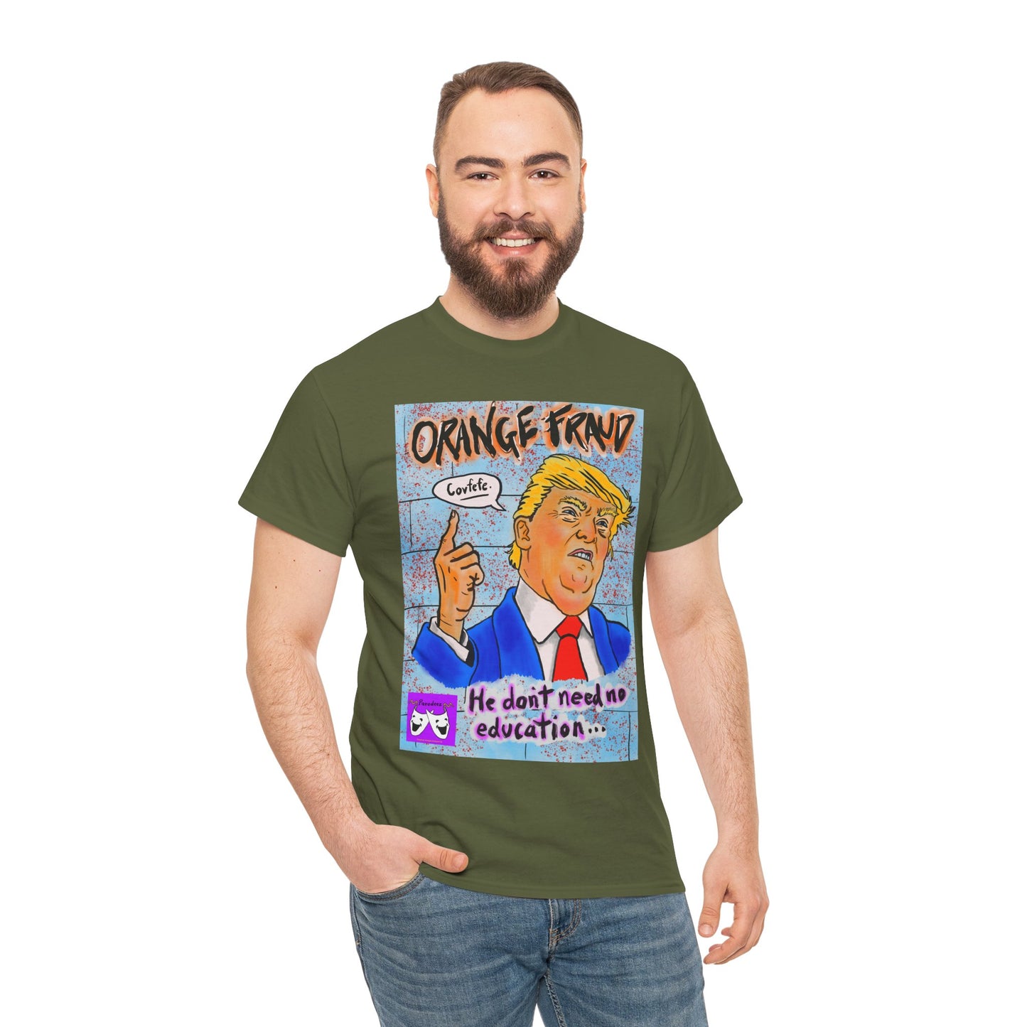 Unisex Heavy Cotton Tee - Orange Fraud, Covfefe