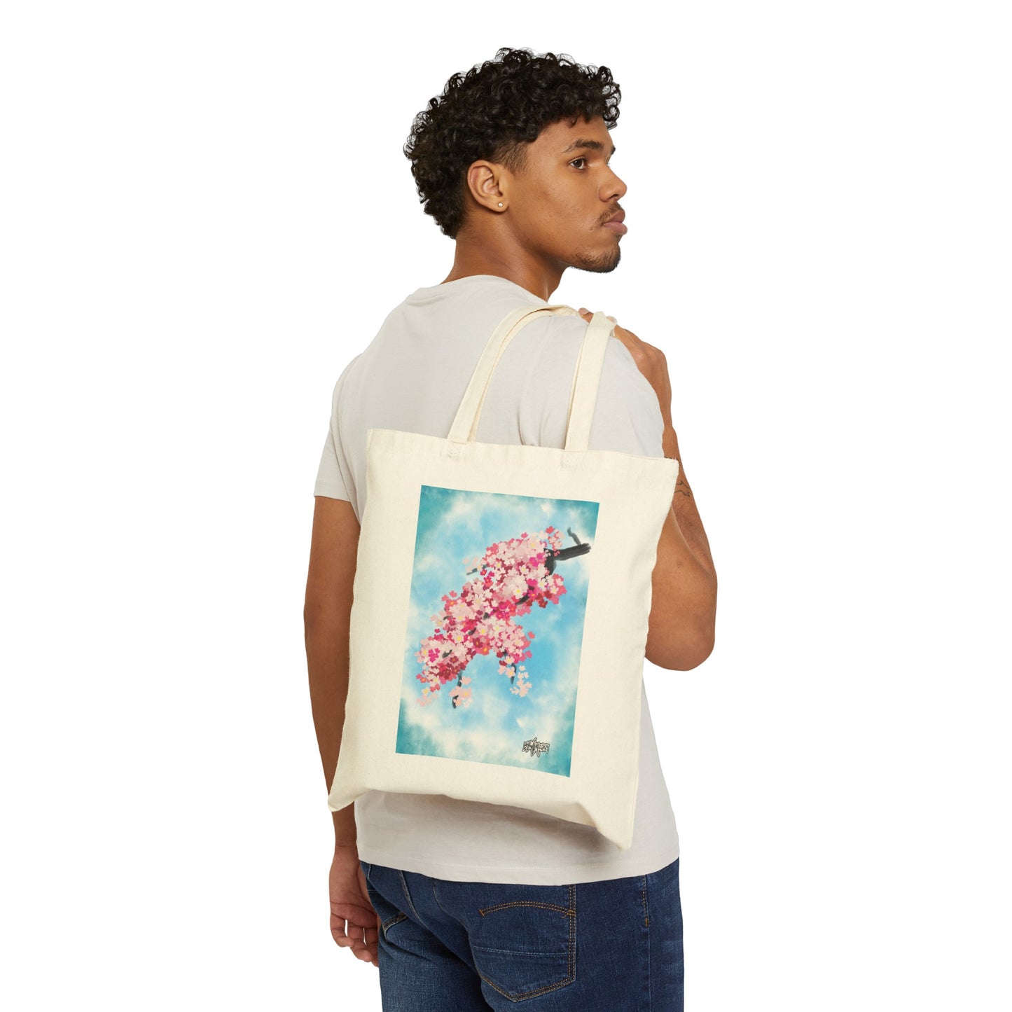 Cotton Canvas Tote Bag - Cherry Blossom