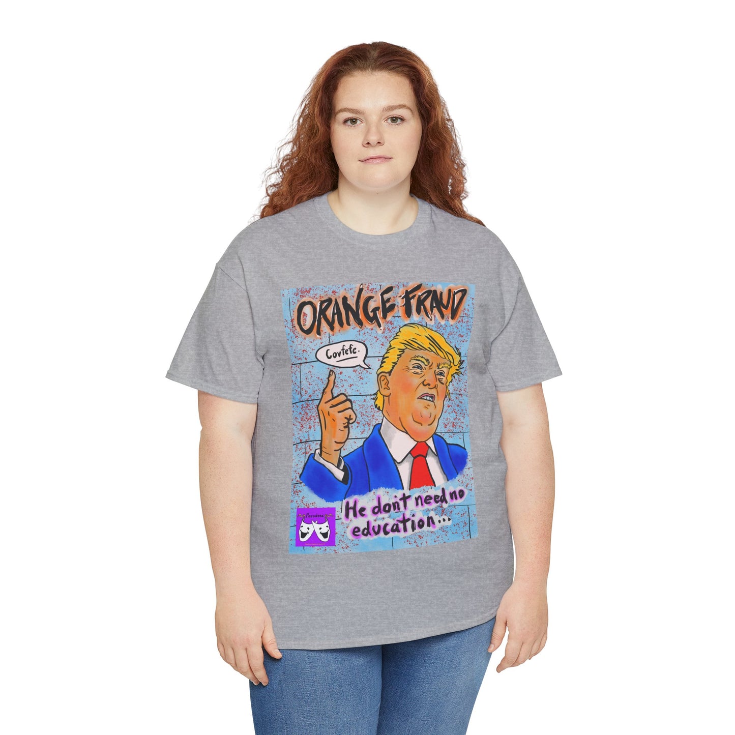 Unisex Heavy Cotton Tee - Orange Fraud, Covfefe