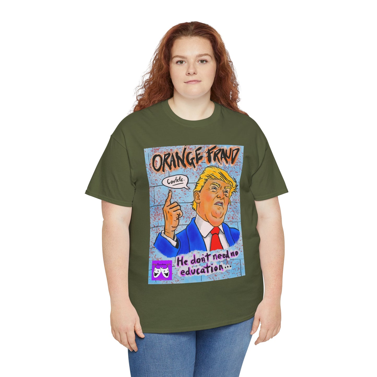 Unisex Heavy Cotton Tee - Orange Fraud, Covfefe
