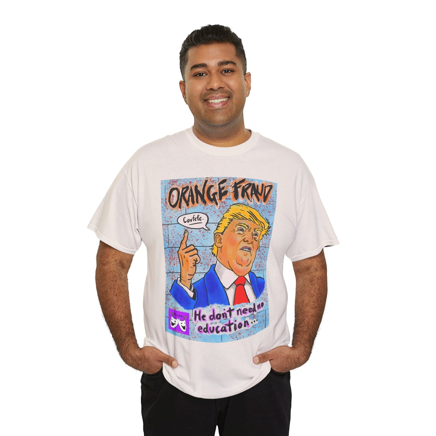Unisex Heavy Cotton Tee - Orange Fraud, Covfefe