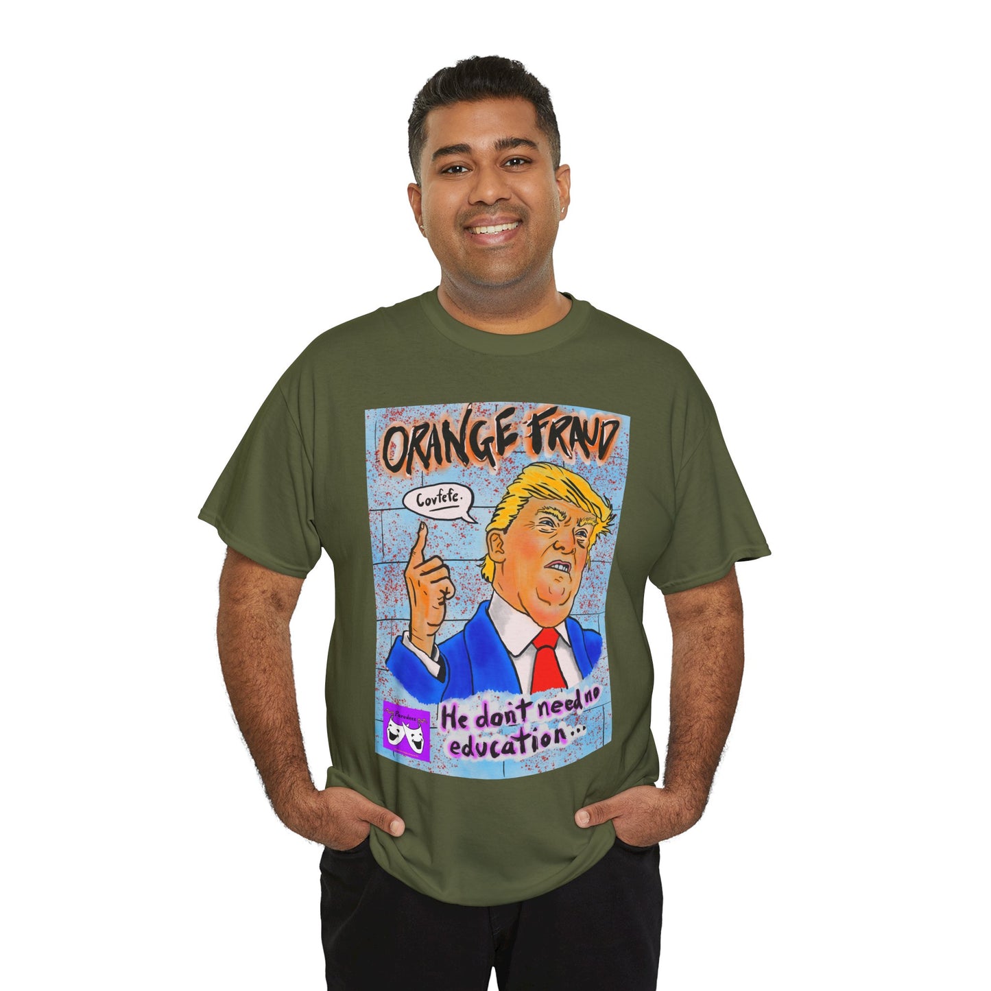 Unisex Heavy Cotton Tee - Orange Fraud, Covfefe