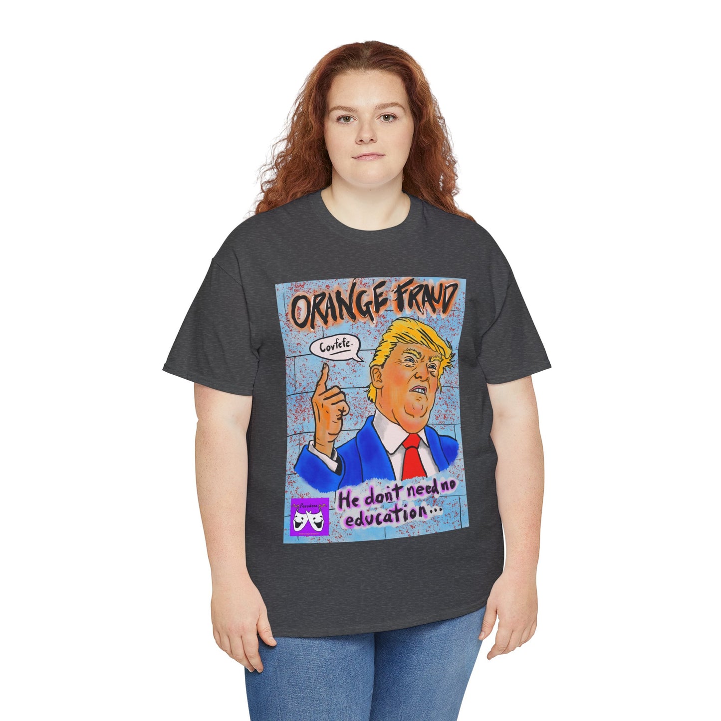 Unisex Heavy Cotton Tee - Orange Fraud, Covfefe