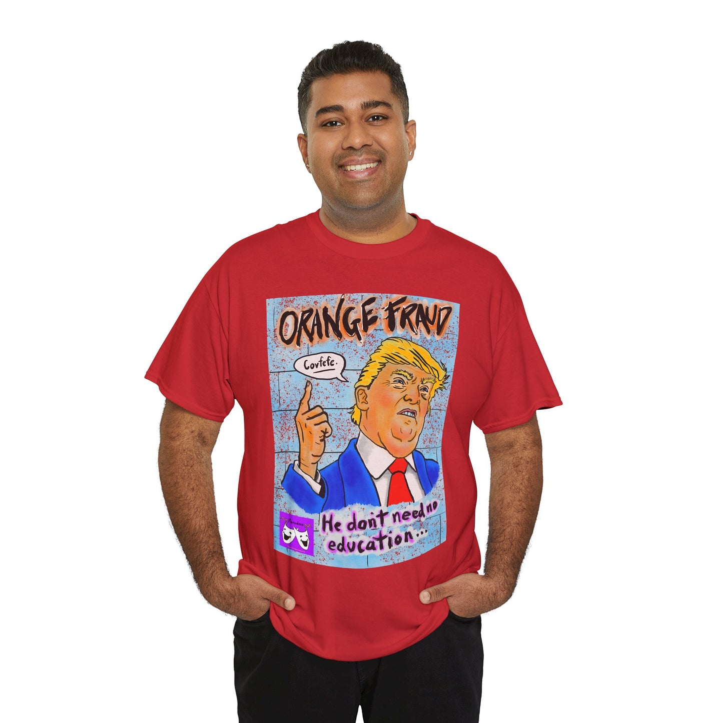 Unisex Heavy Cotton Tee - Orange Fraud, Covfefe