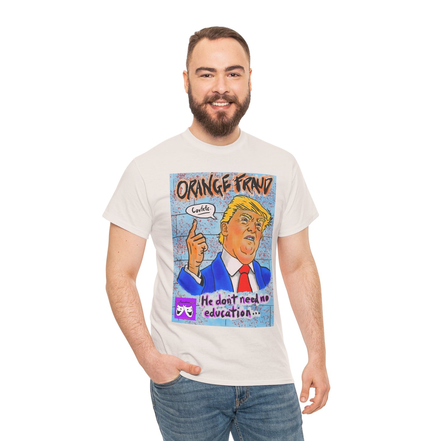 Unisex Heavy Cotton Tee - Orange Fraud, Covfefe