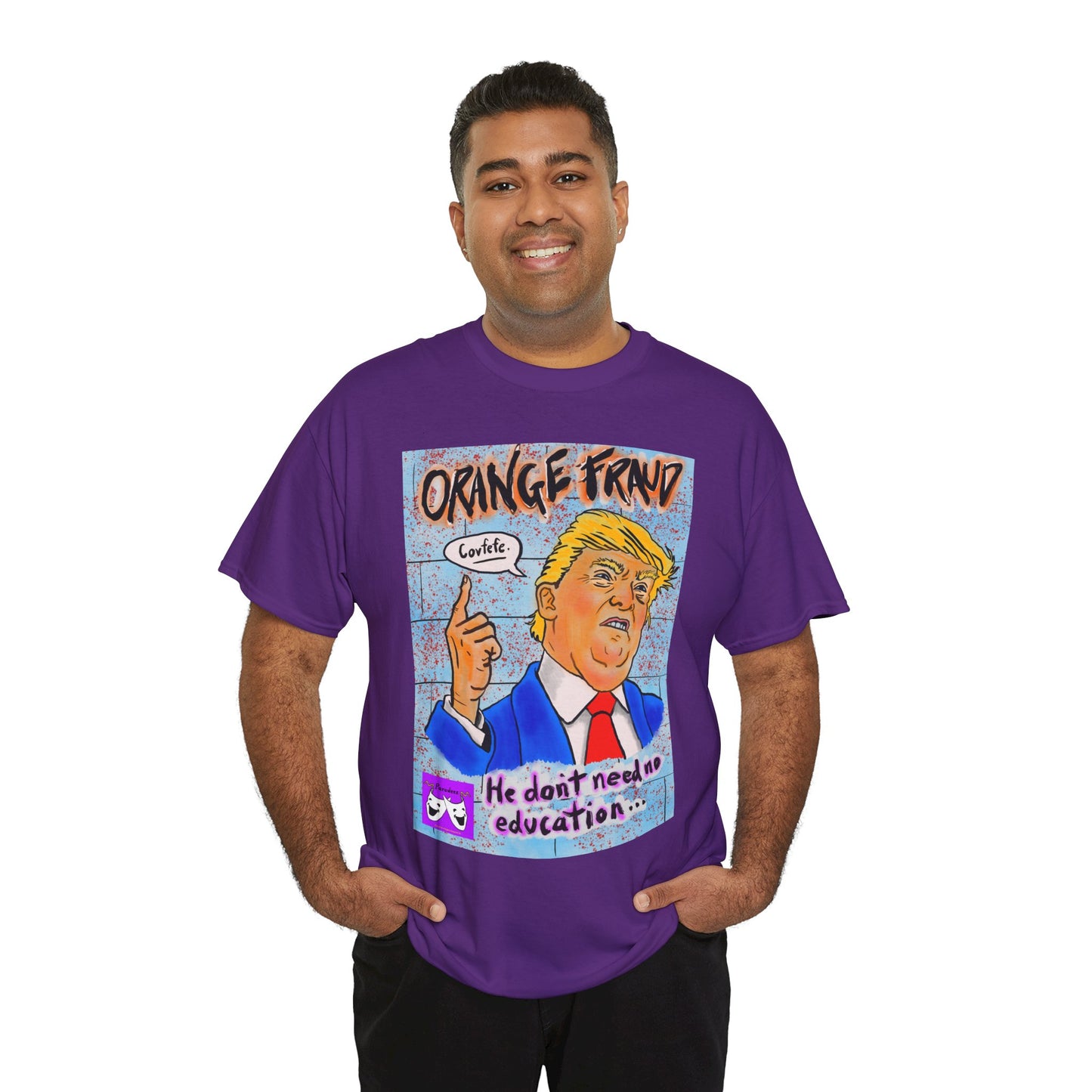 Unisex Heavy Cotton Tee - Orange Fraud, Covfefe