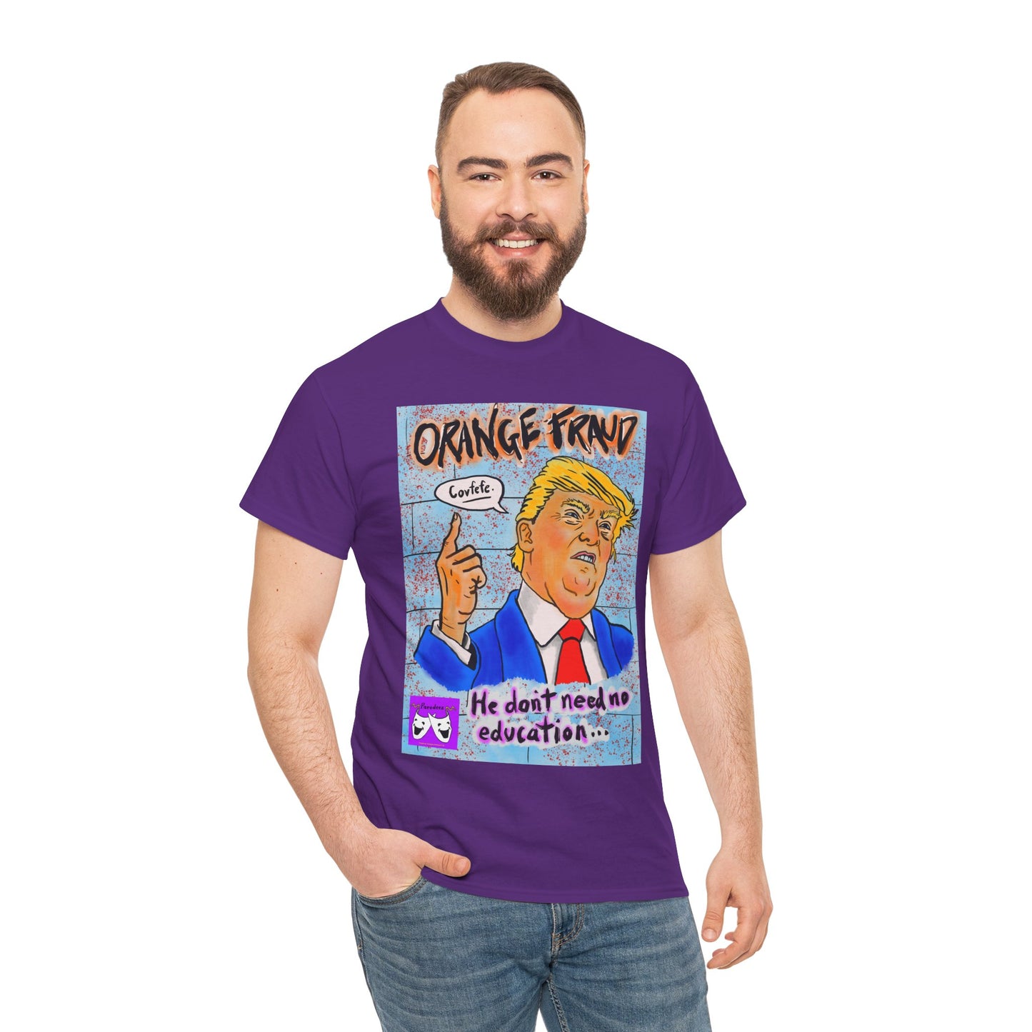 Unisex Heavy Cotton Tee - Orange Fraud, Covfefe