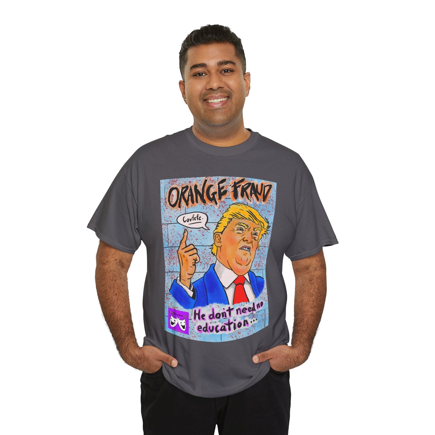 Unisex Heavy Cotton Tee - Orange Fraud, Covfefe