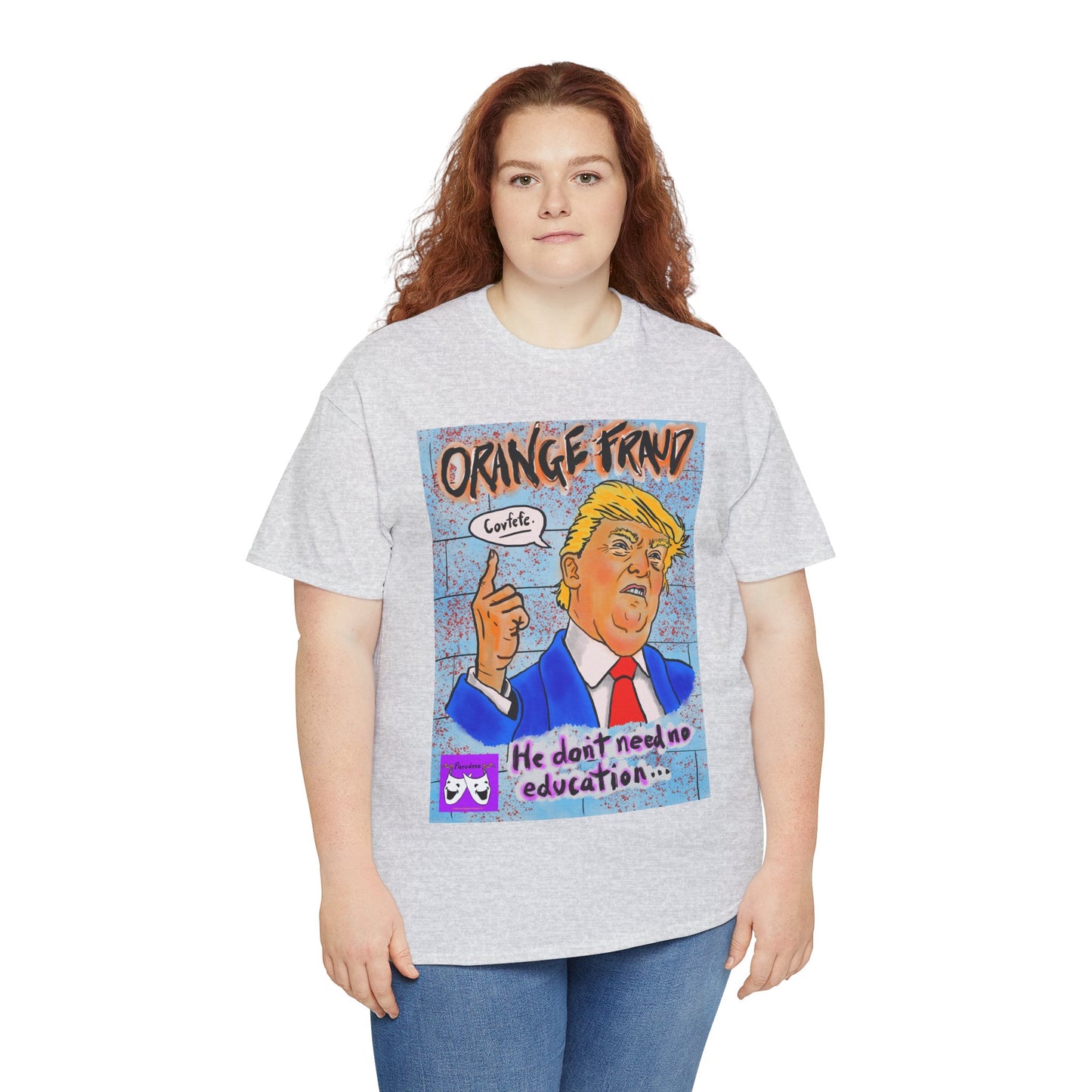 Unisex Heavy Cotton Tee - Orange Fraud, Covfefe