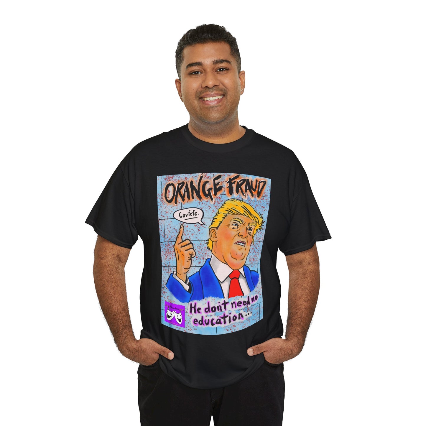 Unisex Heavy Cotton Tee - Orange Fraud, Covfefe