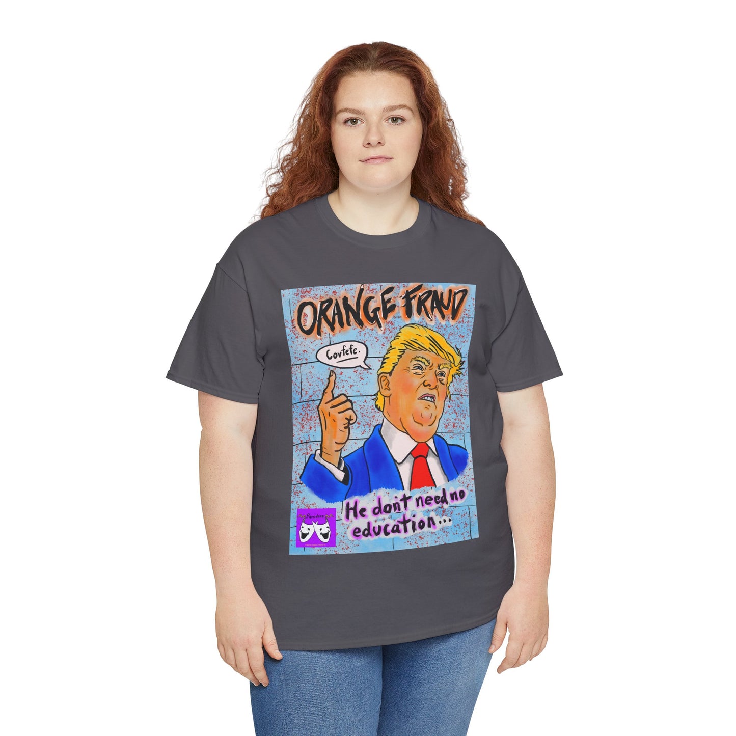 Unisex Heavy Cotton Tee - Orange Fraud, Covfefe