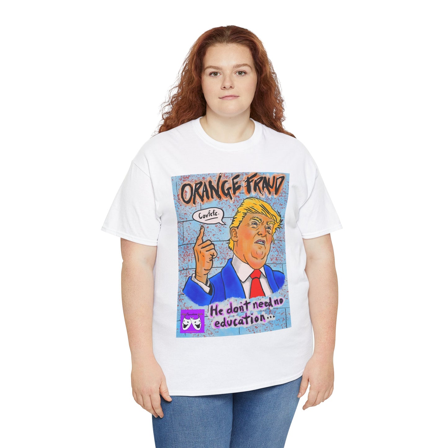 Unisex Heavy Cotton Tee - Orange Fraud, Covfefe
