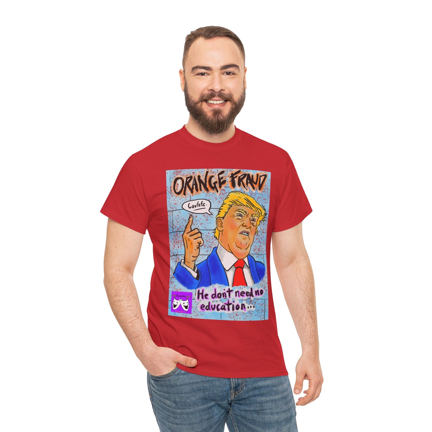 Unisex Heavy Cotton Tee - Orange Fraud, Covfefe