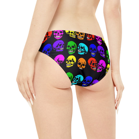 Loop Tie Side Bikini Bottom - Rainbow Skulls