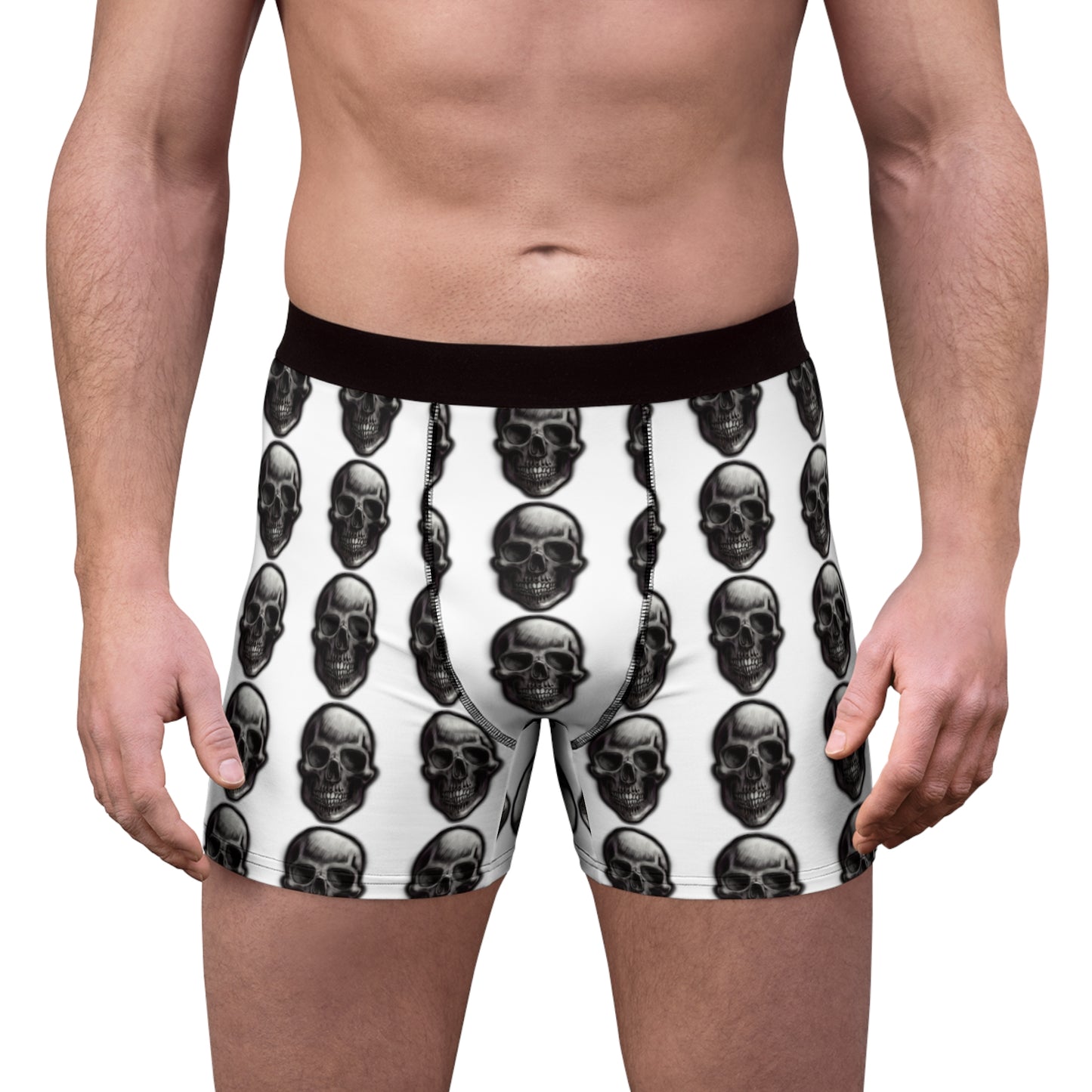 White skull Men's Boxer Briefs (AOP)