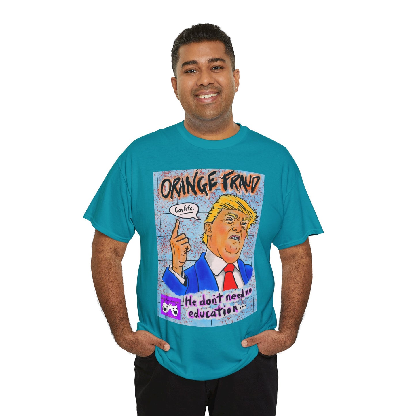 Unisex Heavy Cotton Tee - Orange Fraud, Covfefe