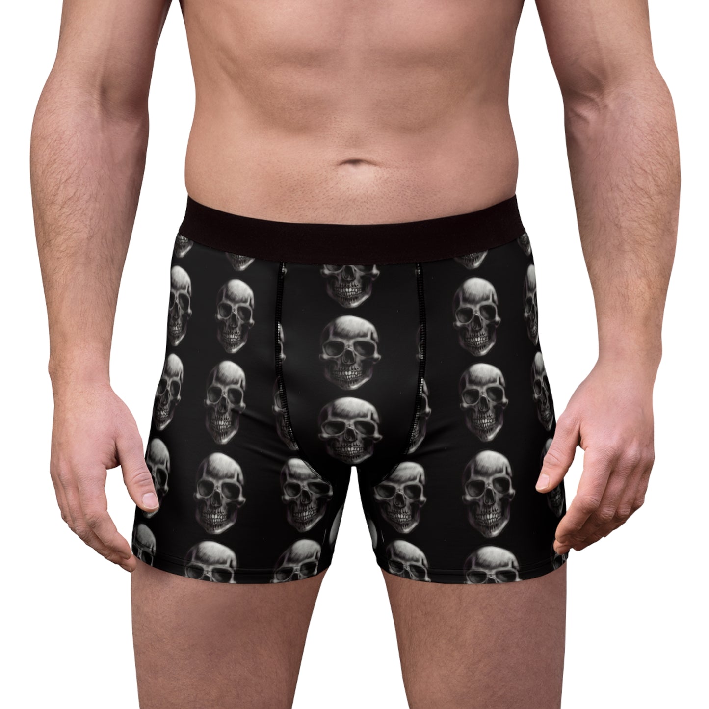 Black skull Men's Boxer Briefs (AOP)