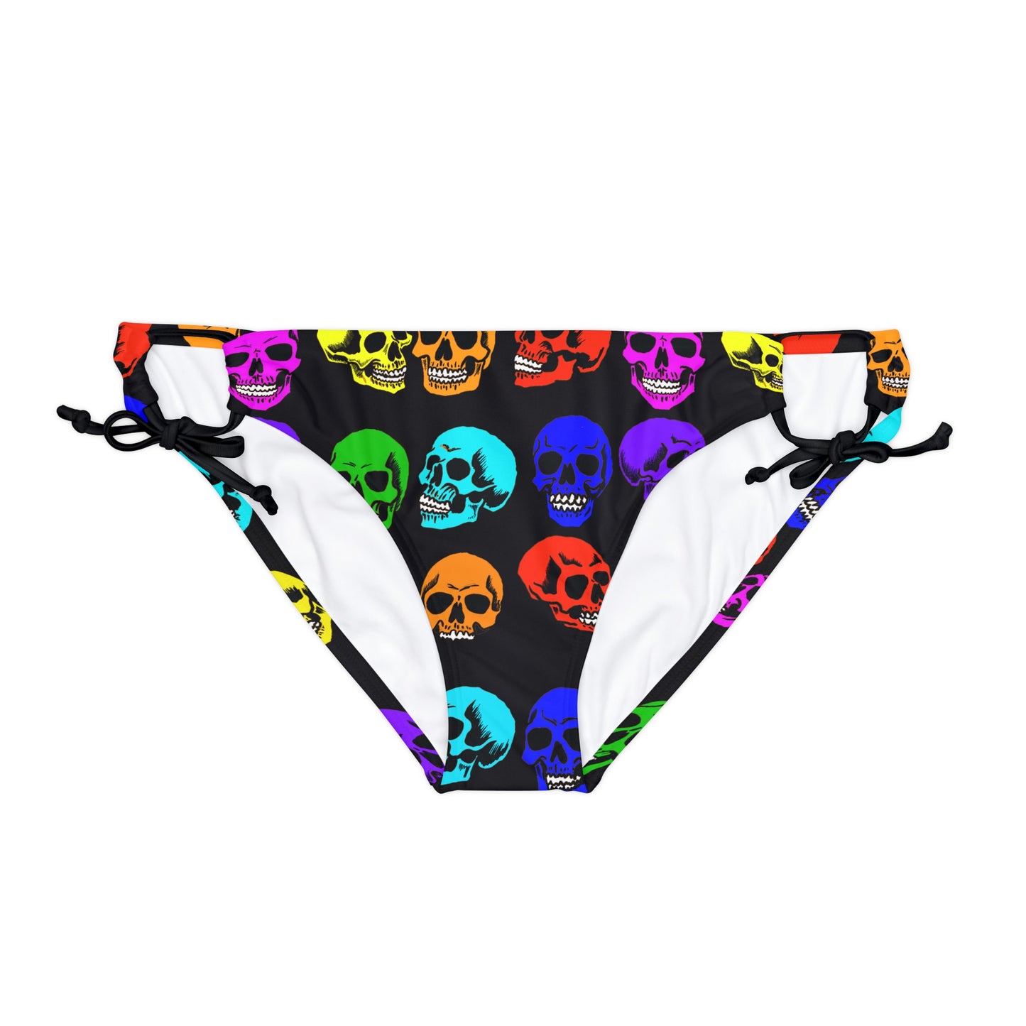 Loop Tie Side Bikini Bottom - Rainbow Skulls