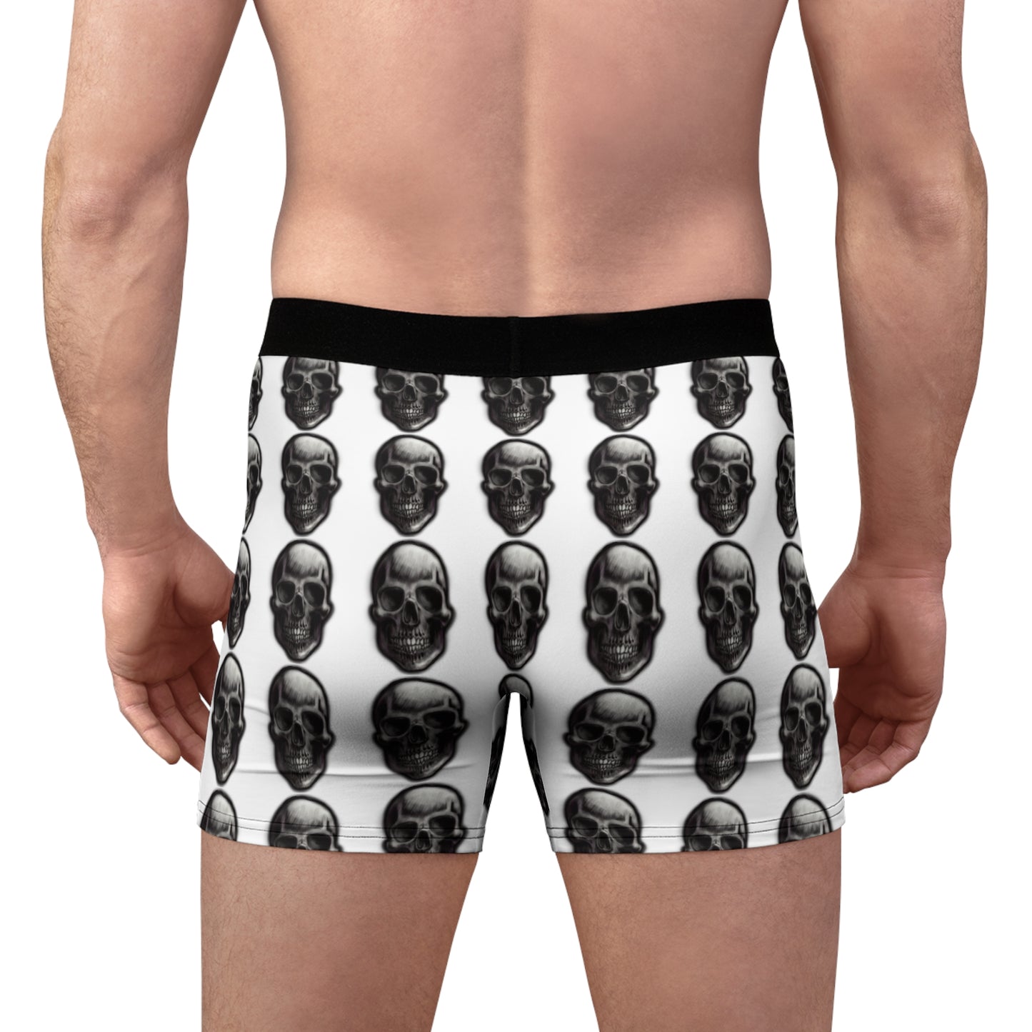 White skull Men's Boxer Briefs (AOP)