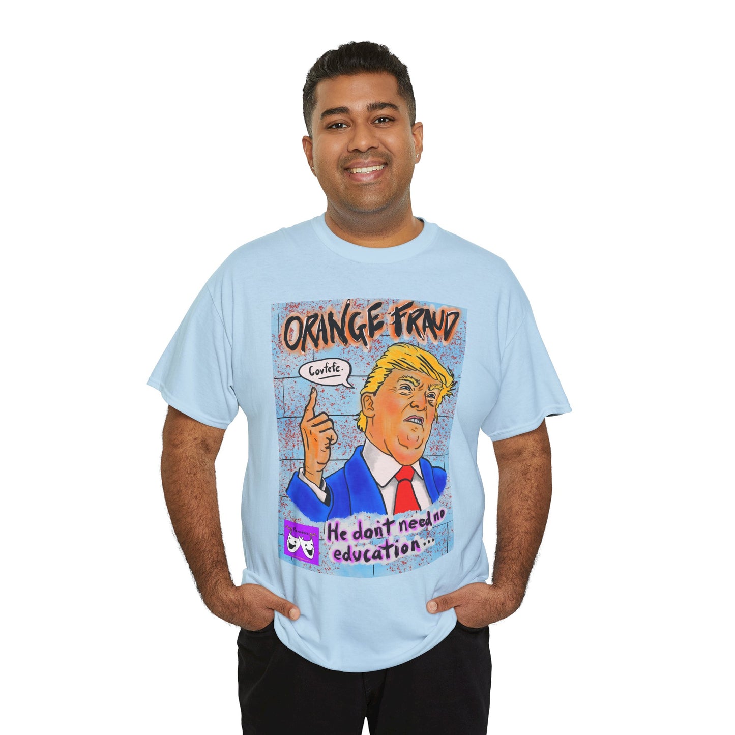 Unisex Heavy Cotton Tee - Orange Fraud, Covfefe