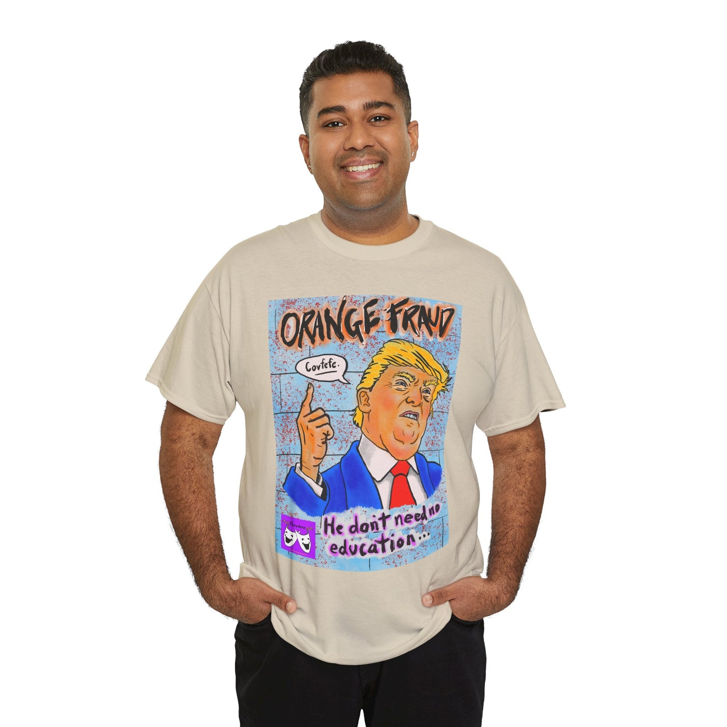 Unisex Heavy Cotton Tee - Orange Fraud, Covfefe