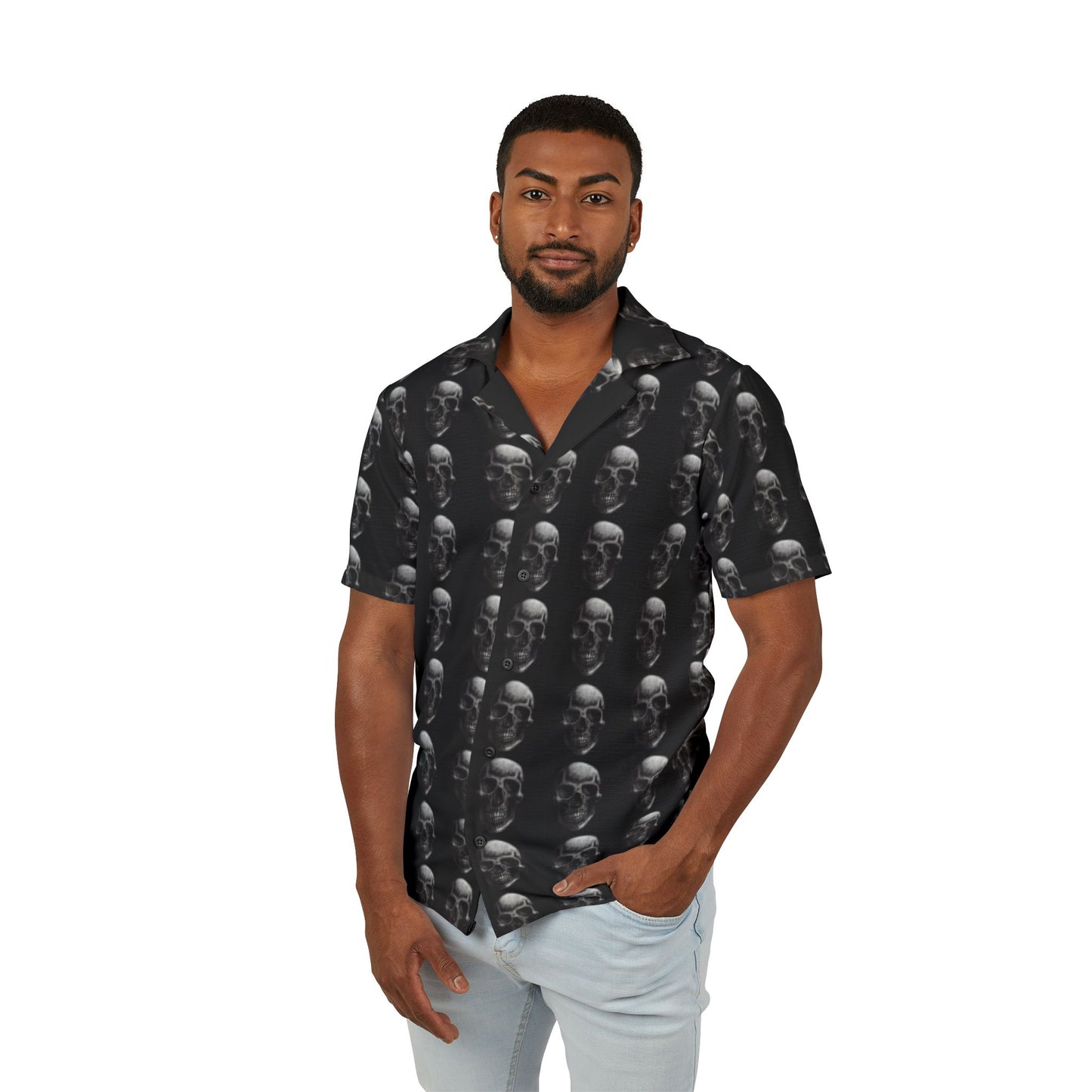 Skull Men's Hawaiian Camp Shirt (AOP)