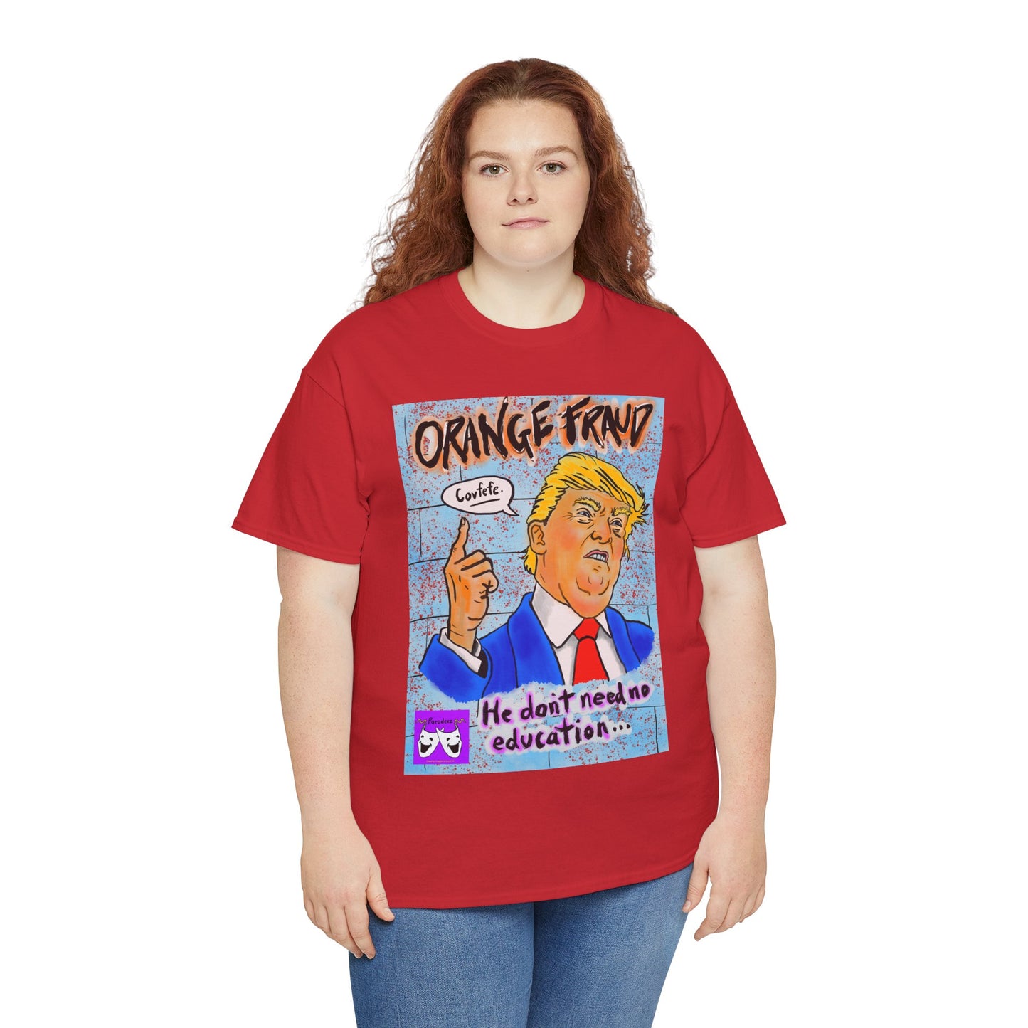 Unisex Heavy Cotton Tee - Orange Fraud, Covfefe