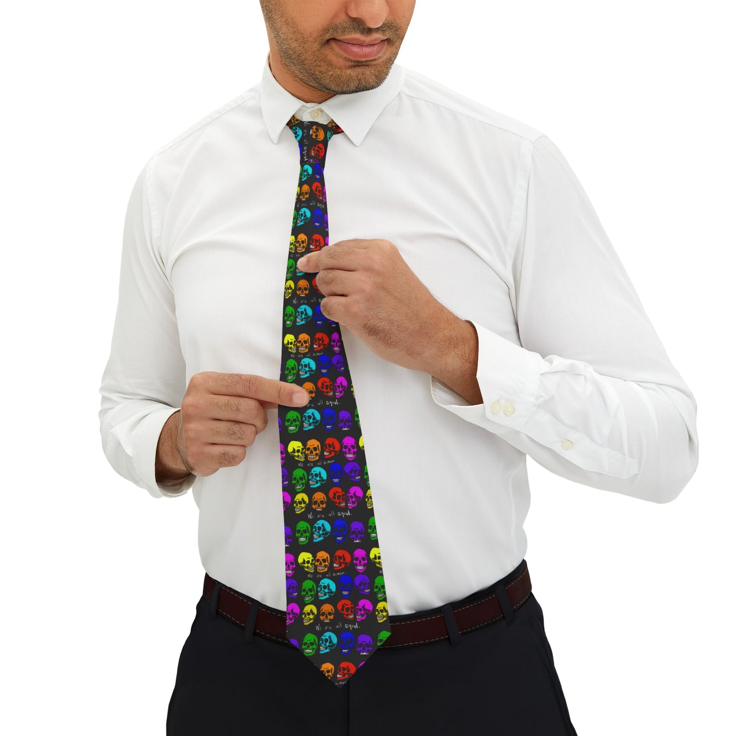 Necktie - Rainbow Skulls