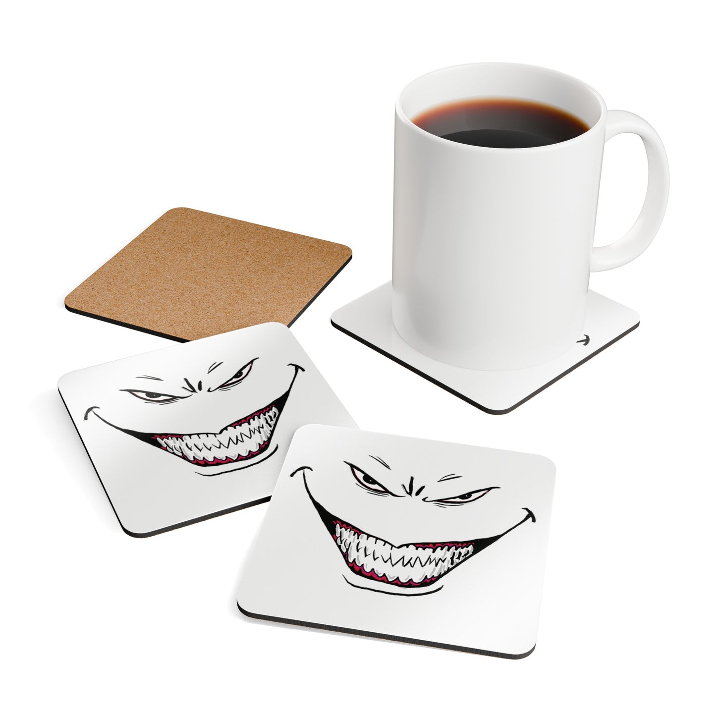 Corkwood Coaster Set - Evil Grin