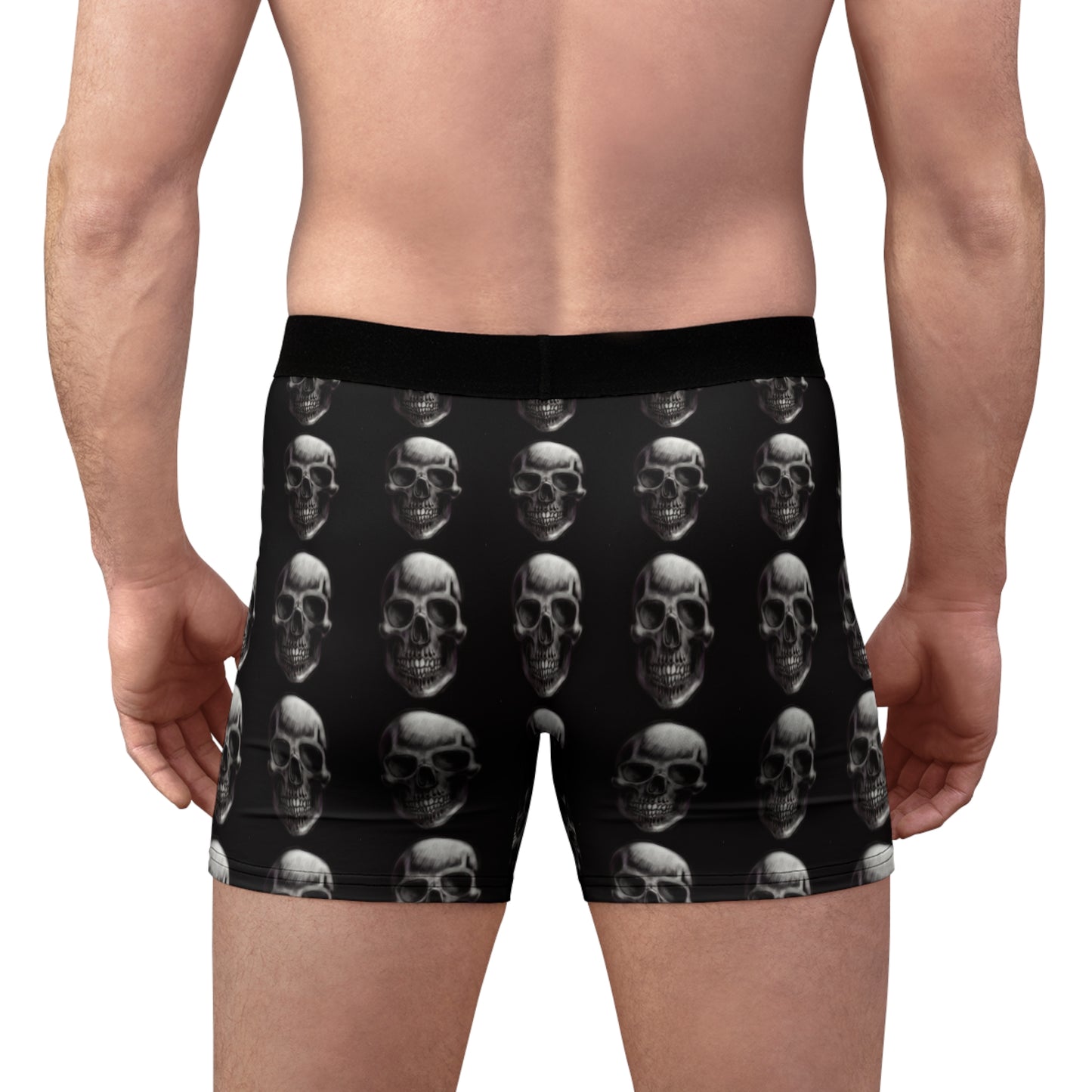 Black skull Men's Boxer Briefs (AOP)